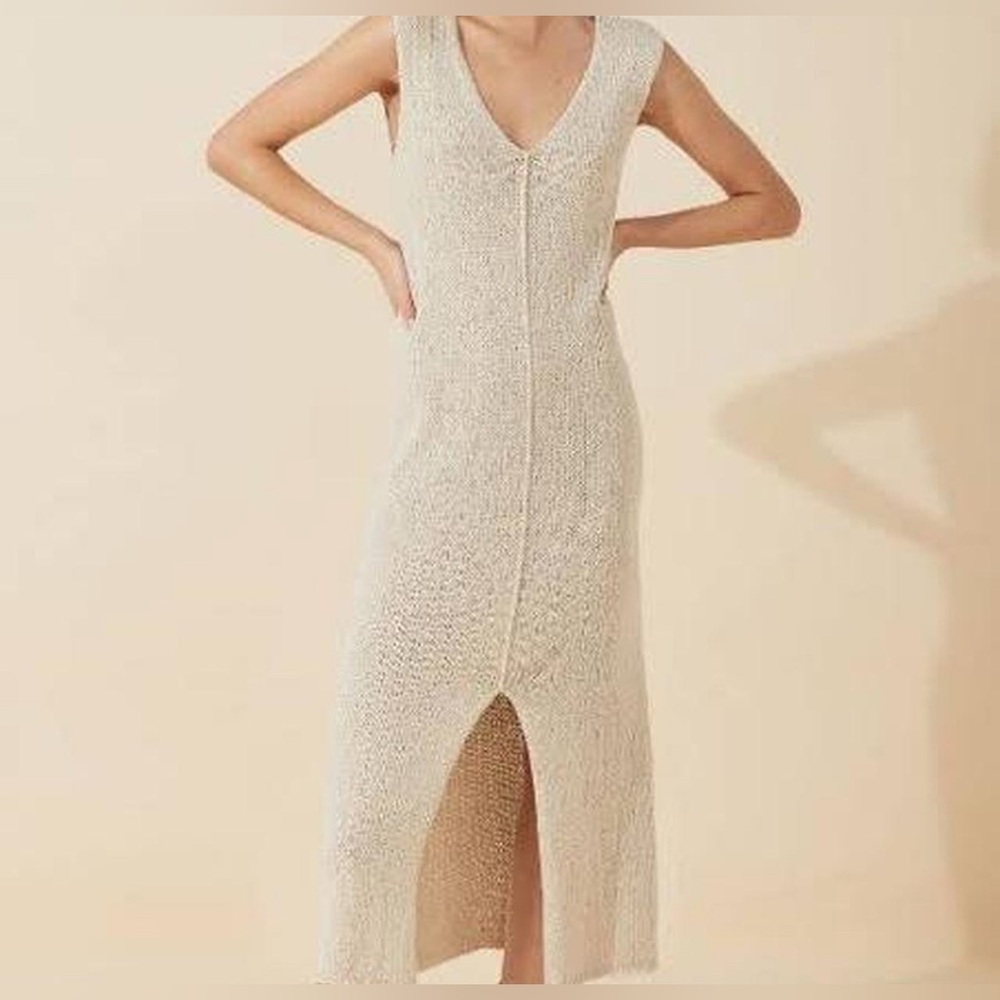 Zulu & Zephyr knit midi dress beige sz 2